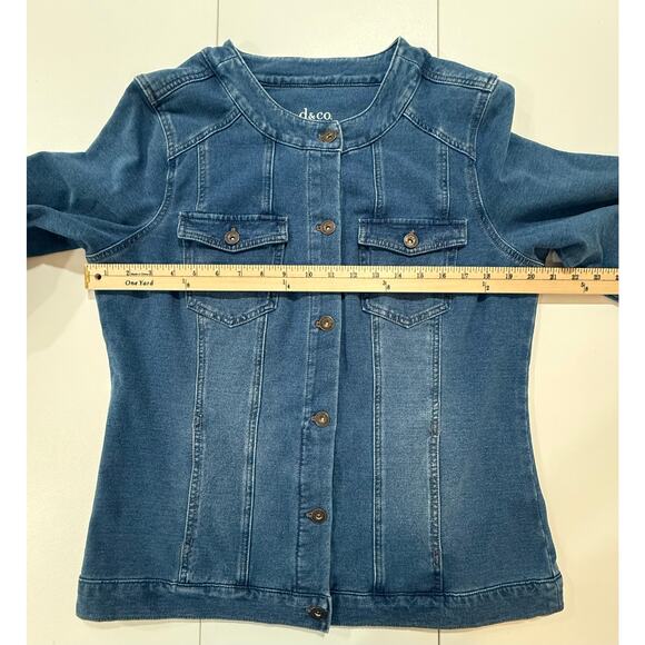 D&Co Jacket Stretch Denim Long Sleeve Button Front Womens Size M (107) - Picture 6 of 9